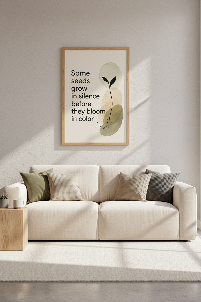 Inspirational Seed Quote Wall Art | Sage Green Boho Decor | Minimalist Poster