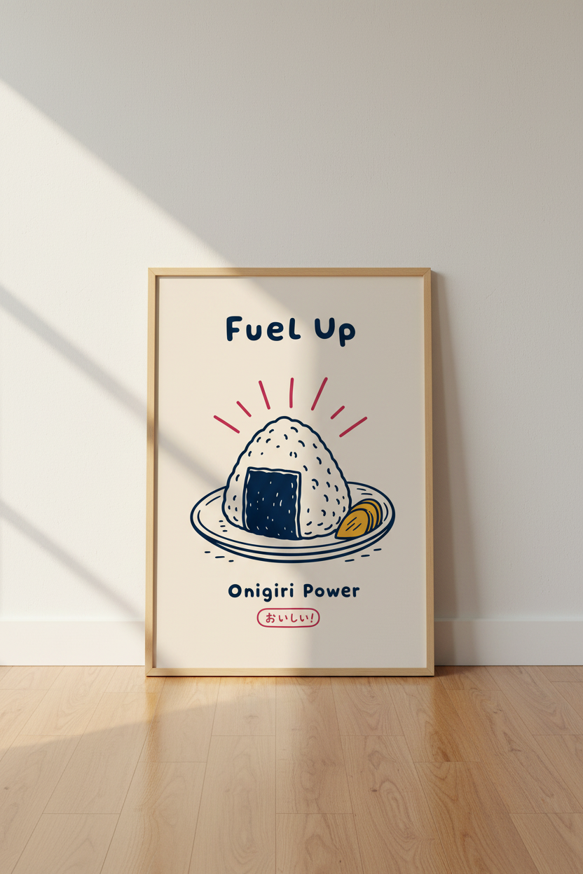 Japanese Food Wall Art Print | Cute Onigiri Kitchen Decor | Kawaii Japanese Poster