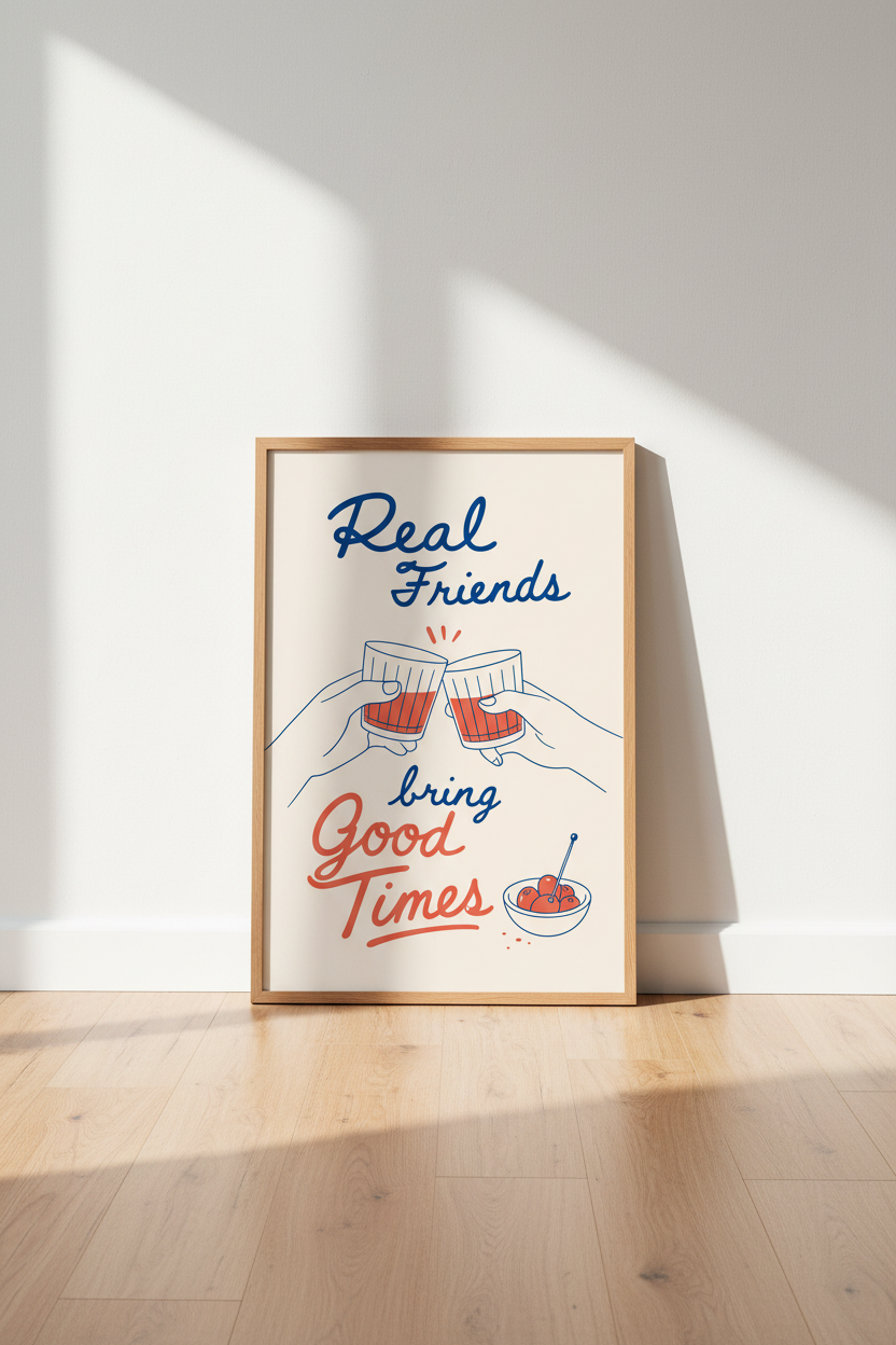 Minimalist Line Art Wall Print | Living Room Decor | Retro Poster