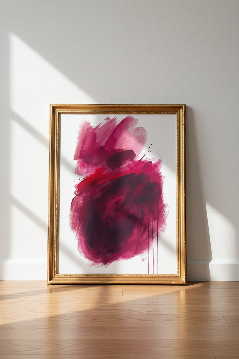 pink abstract art | Bold magenta tones, modern living room decor