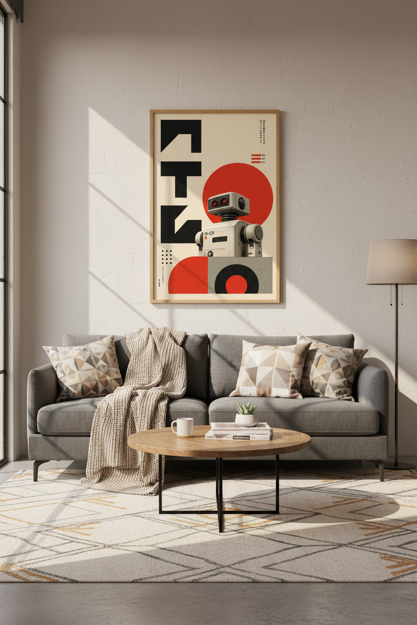 Retro Robot Japanese Wall Art | Sci-Fi Graphic Poster | Modern Home Decor