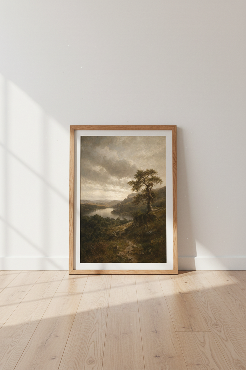 Romantic Landscape | Muted Sepia Tones, Meadow Vista, Living Room Decor