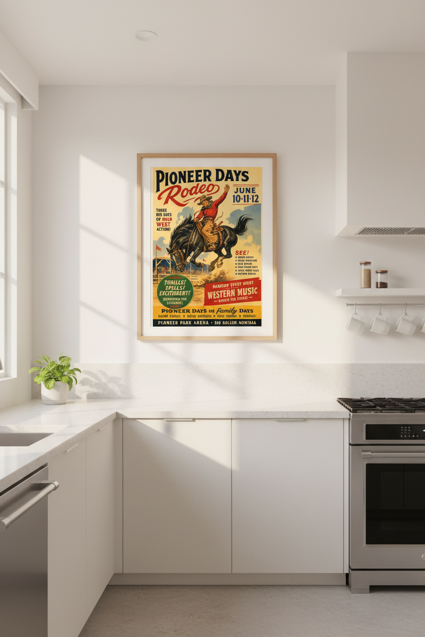 Rodeo Wall Art Print | Living Room Decor | Retro Poster