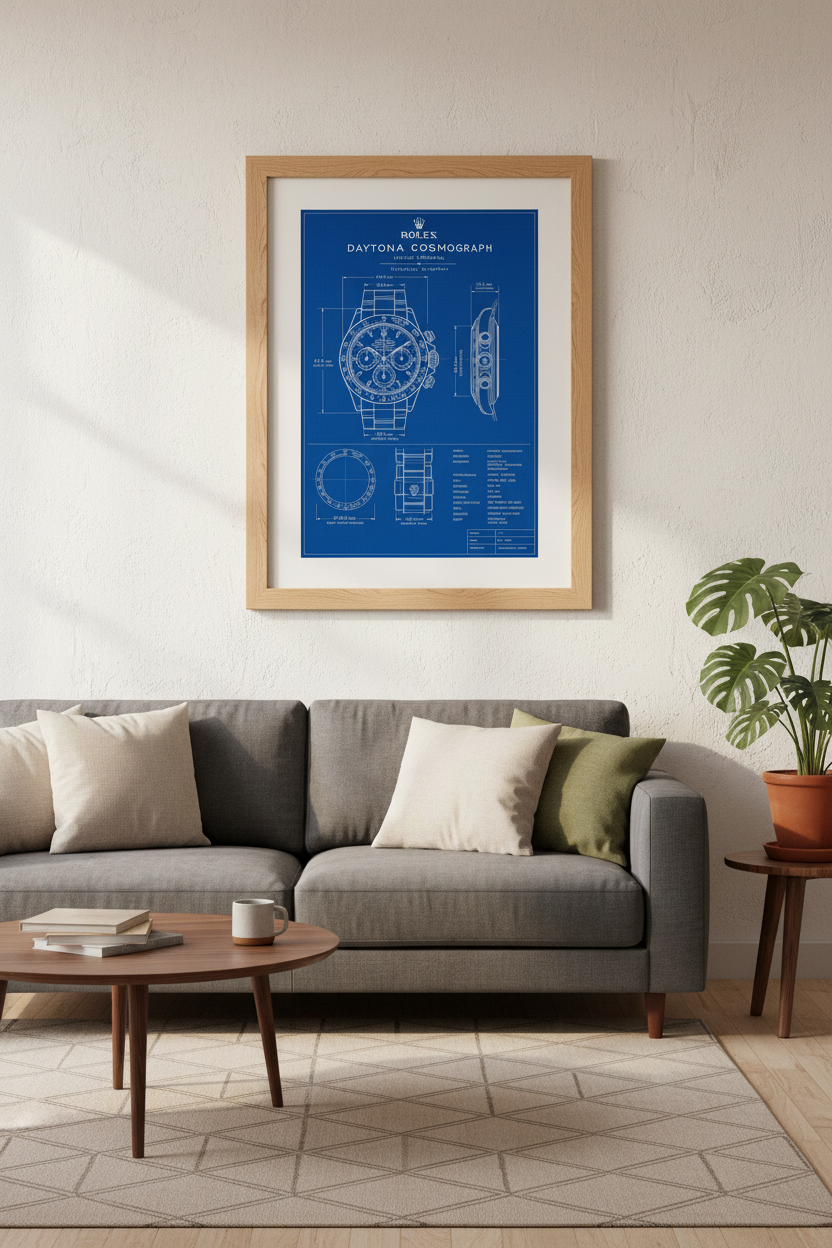 Horological Blueprint | Luxury Watch Technical Poster, Man Cave Wall Art Decor