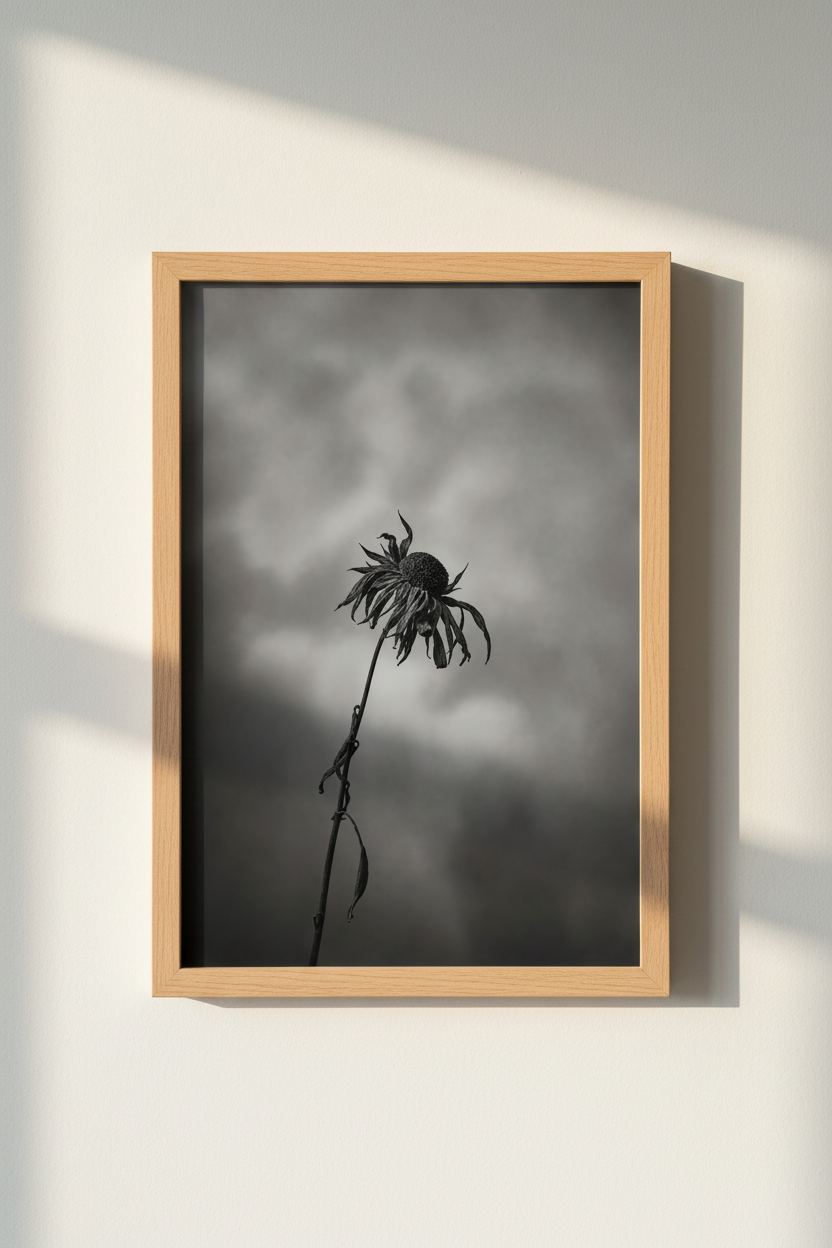 Moody Floral Wall Art | Black and White Flower Photography, Gothic Home Decor