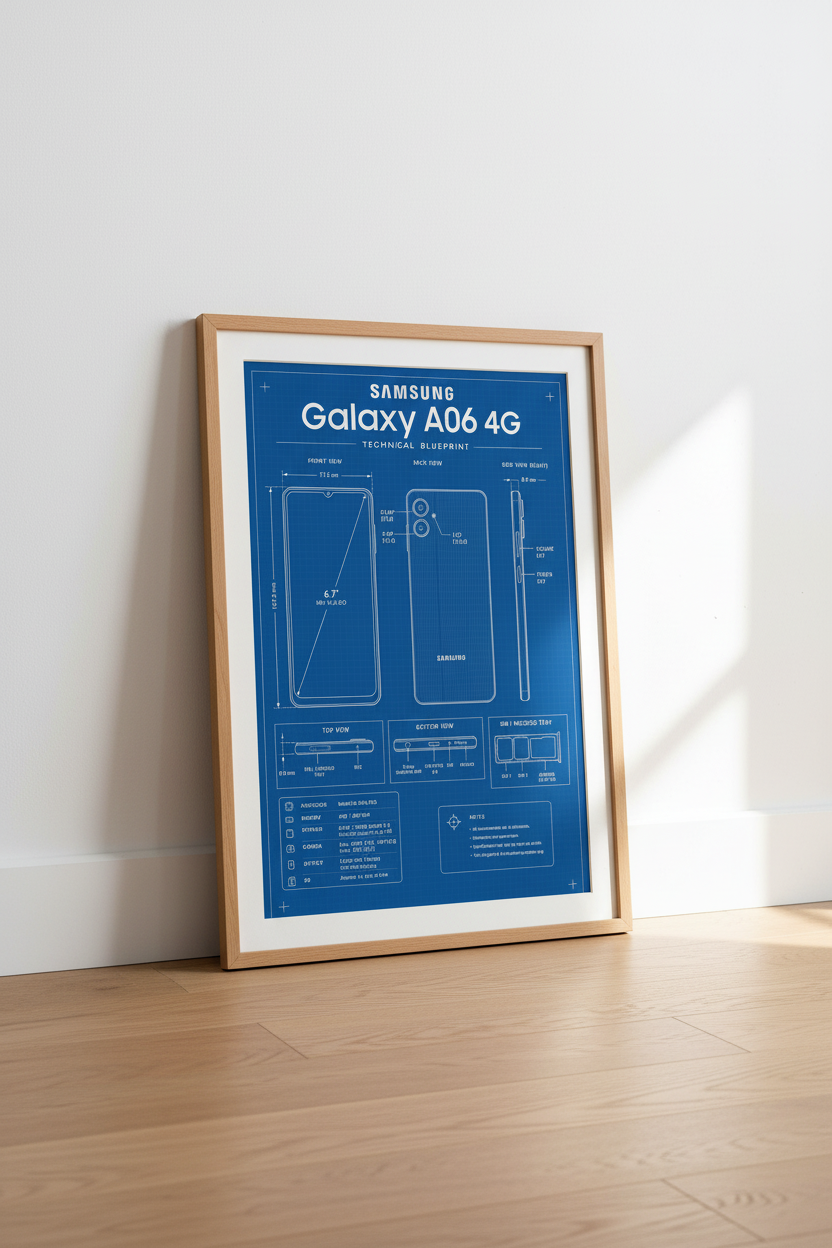 Samsung Galaxy A06 Blueprint Wall Art | Tech Technical Poster, Office Decor