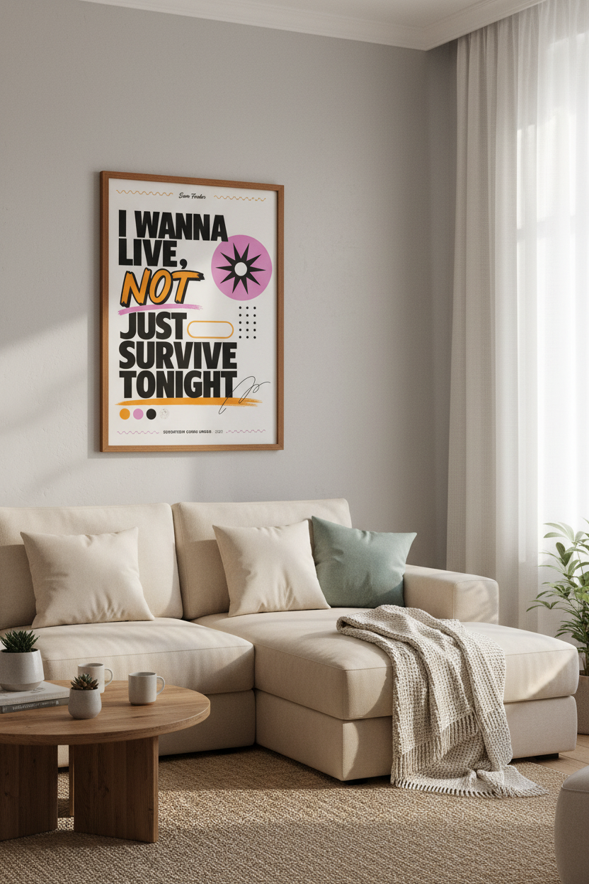 Sam Fender Lyric Wall Art | Indie Rock Typography Poster | Music Decor