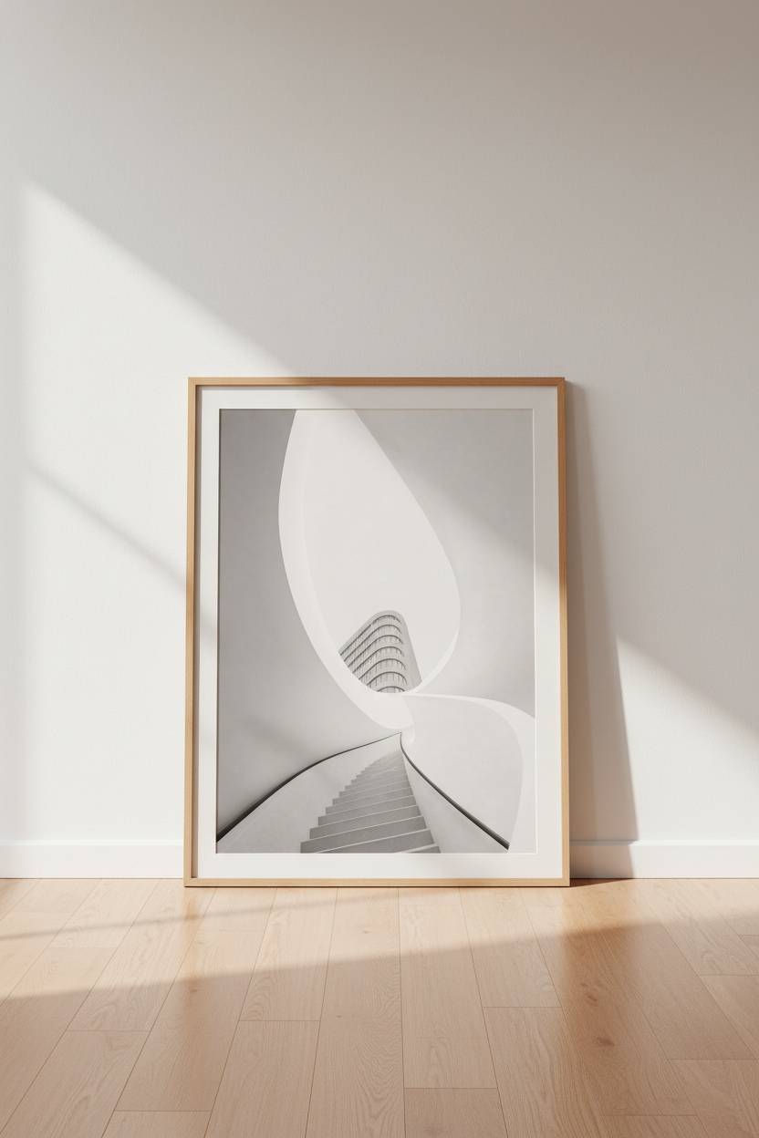 Minimalist Architecture Wall Art | Modern Spiral Staircase Print, Office Decor Poster