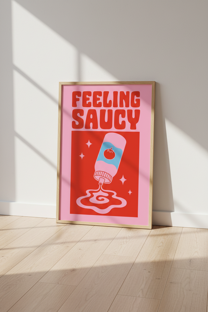 bold graphic poster | Neon pink & red, Living room decor