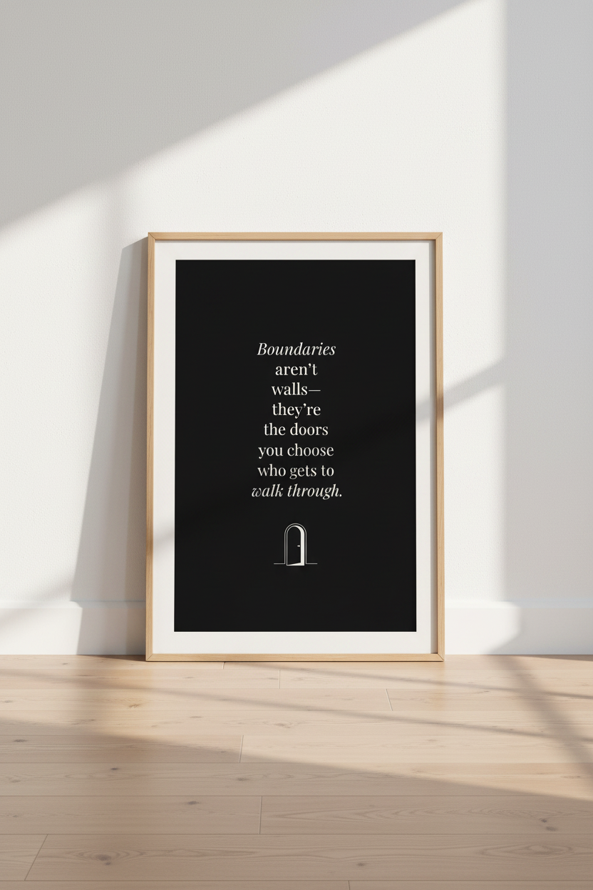 Boundaries Quote Wall Art Print | Minimalist Office Decor | Dark Academia Poster