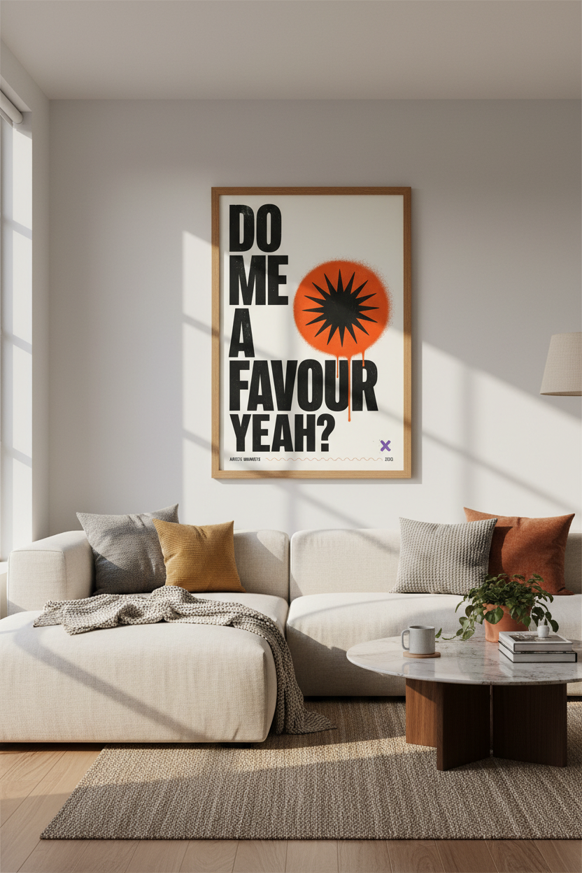 Do Me A Favour Wall Art | Indie Rock Typography Poster, Music Room Decor