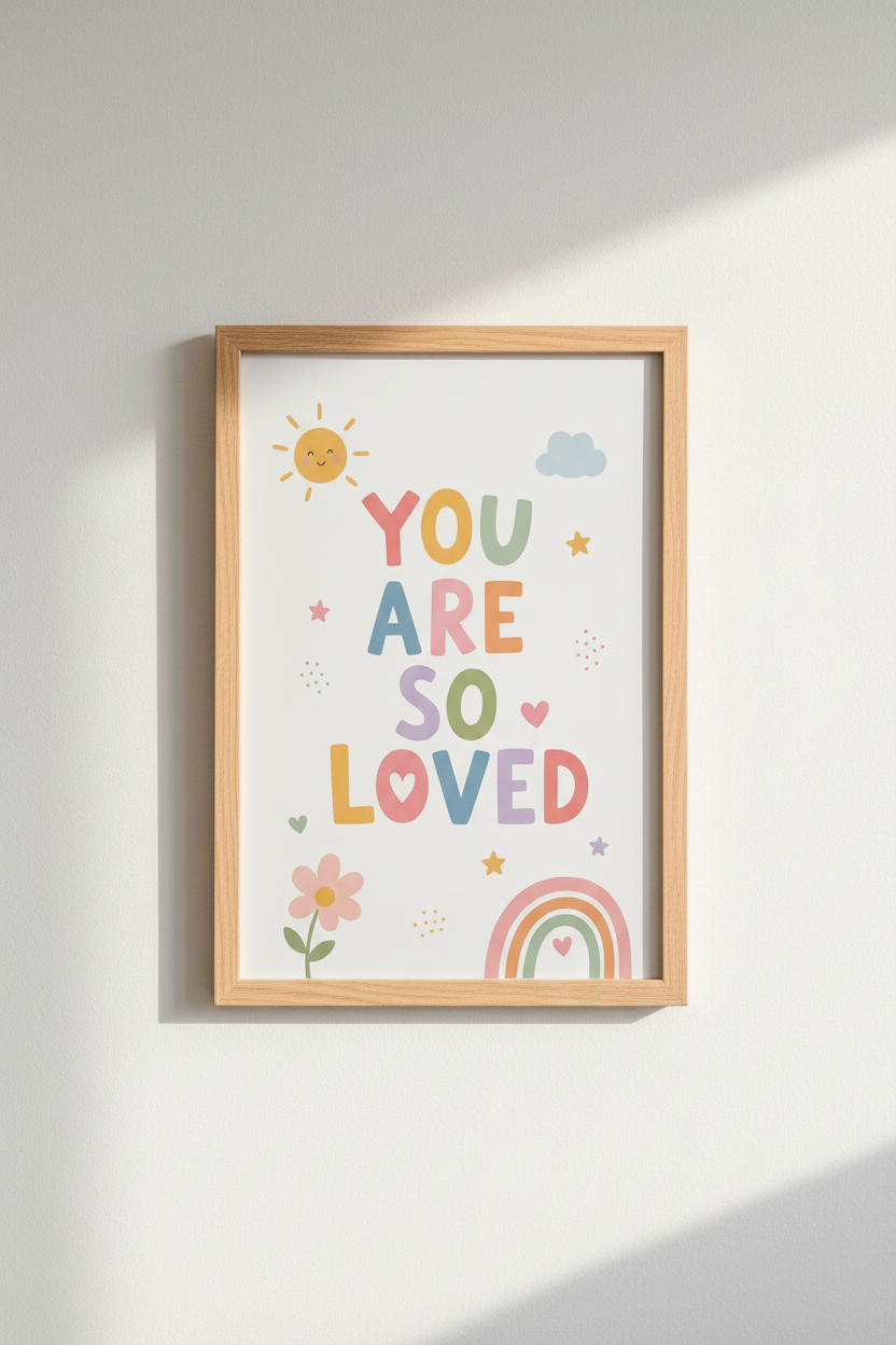 You Are So Loved Wall Art Print | Pastel Nursery Decor | Boho Playroom Poster