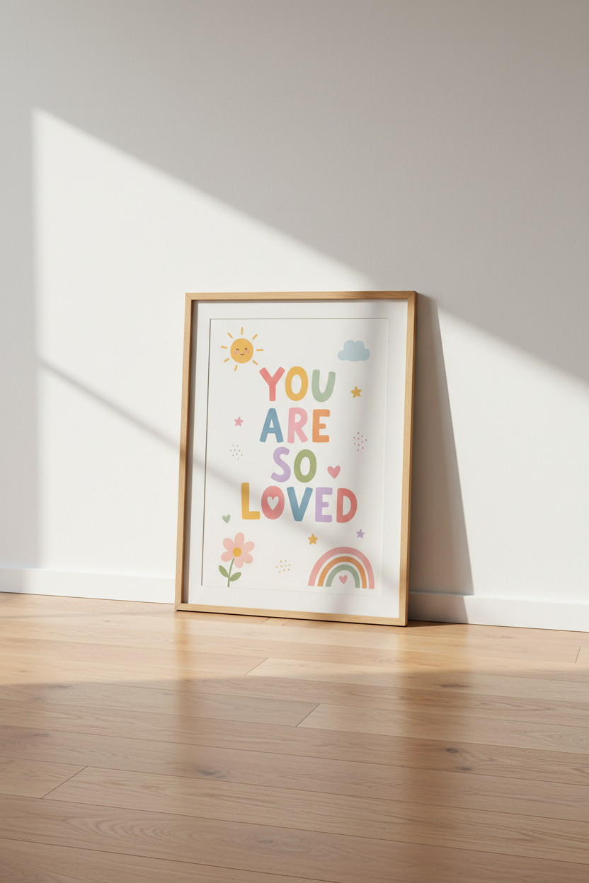 You Are So Loved Wall Art Print | Pastel Nursery Decor | Boho Playroom Poster