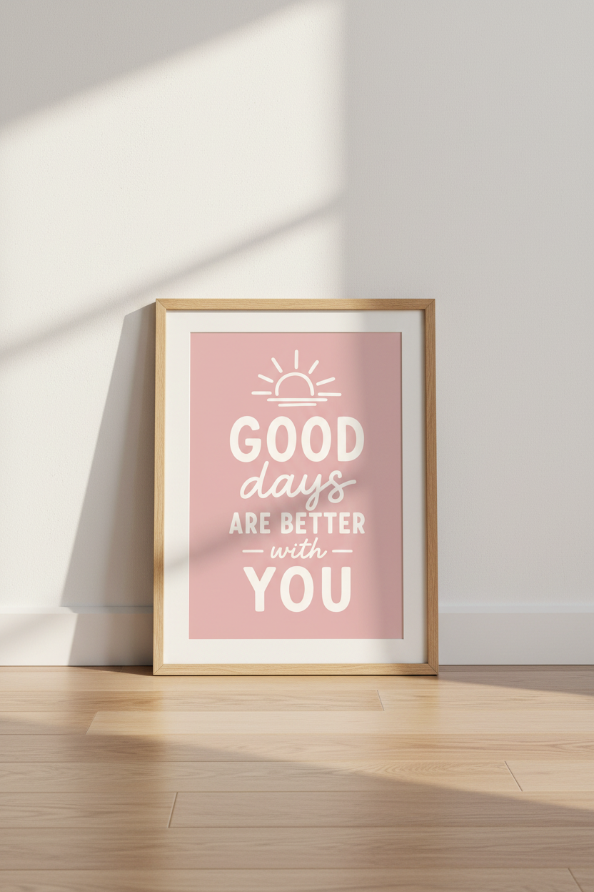 Pastel Pink Wall Art | Cozy Living Room Decor | Soft Aesthetic Poster