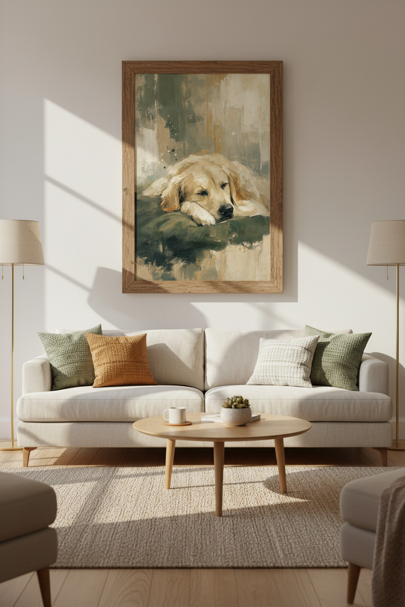 Golden Retriever Painting | Impressionist Dog Wall Art, Bedroom Decor Poster