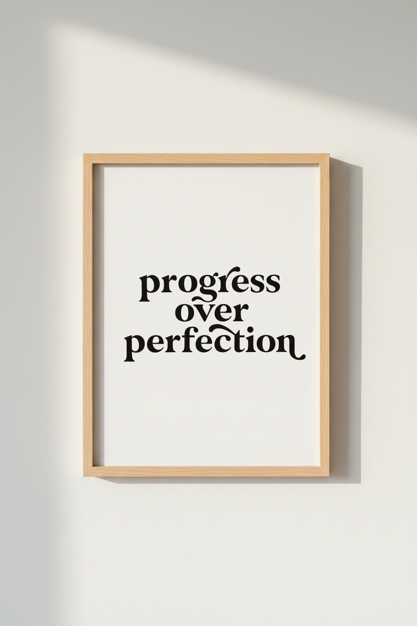 Progress Over Perfection Wall Art Print | Office Decor | Minimalist Quote Poster