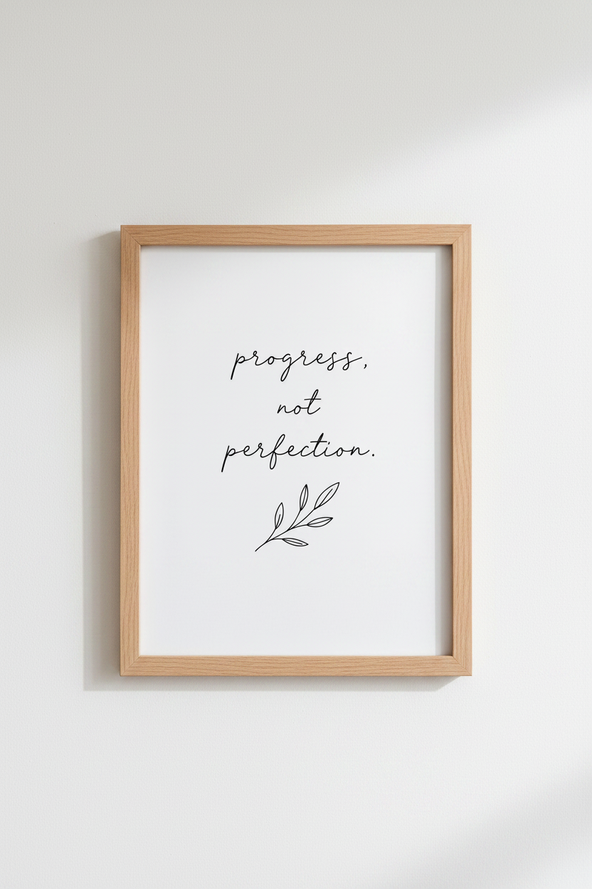 Progress Not Perfection Wall Art | Office Decor | Minimalist Poster