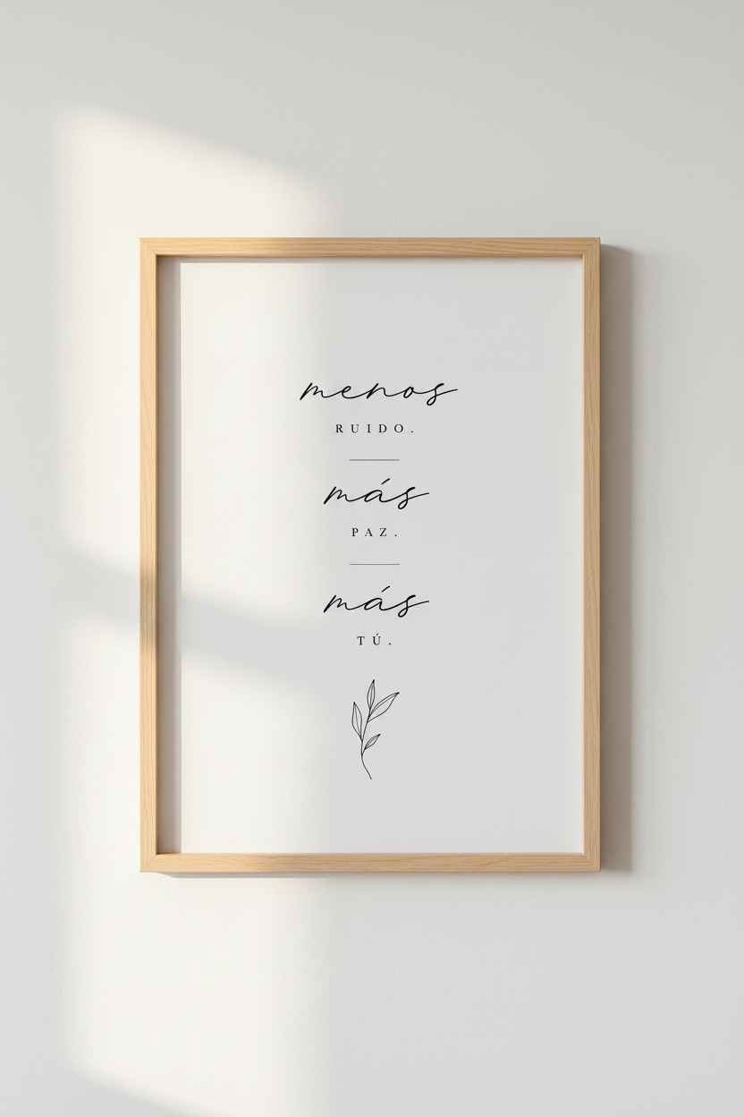 Menos Ruido Mas Paz Wall Art | Spanish Quote Print, Minimalist Decor