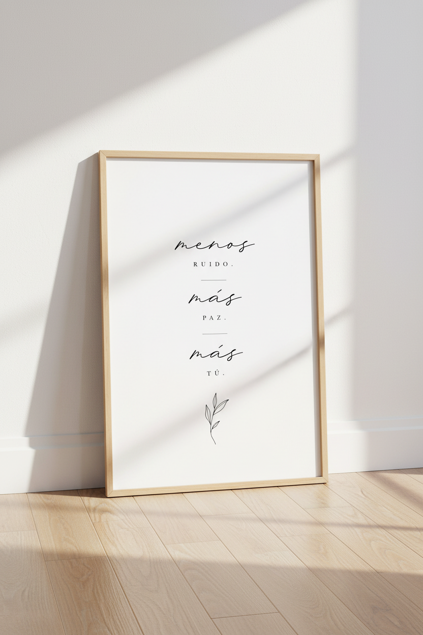 Menos Ruido Mas Paz Wall Art | Spanish Quote Print, Minimalist Decor