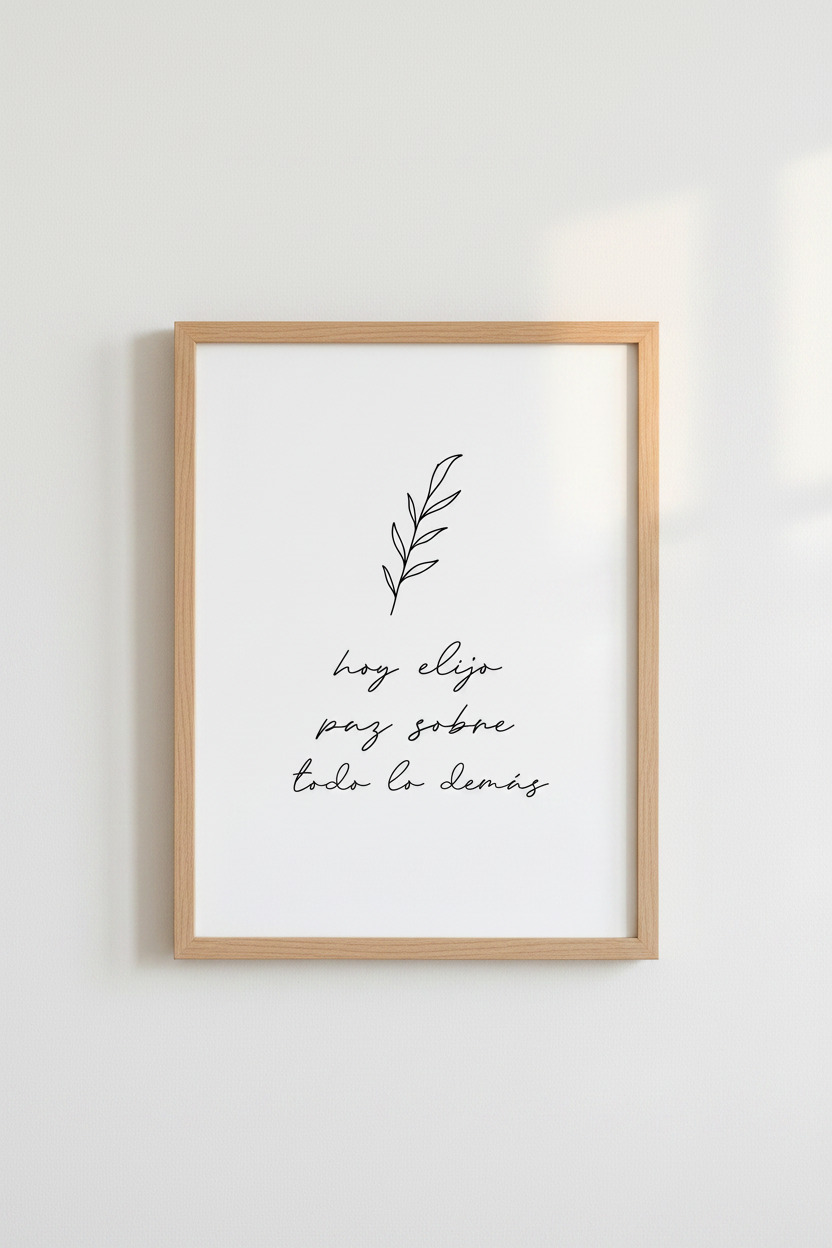 Spanish Quote Wall Art Print | Hoy Elijo Paz | Minimalist Boho Bedroom Poster