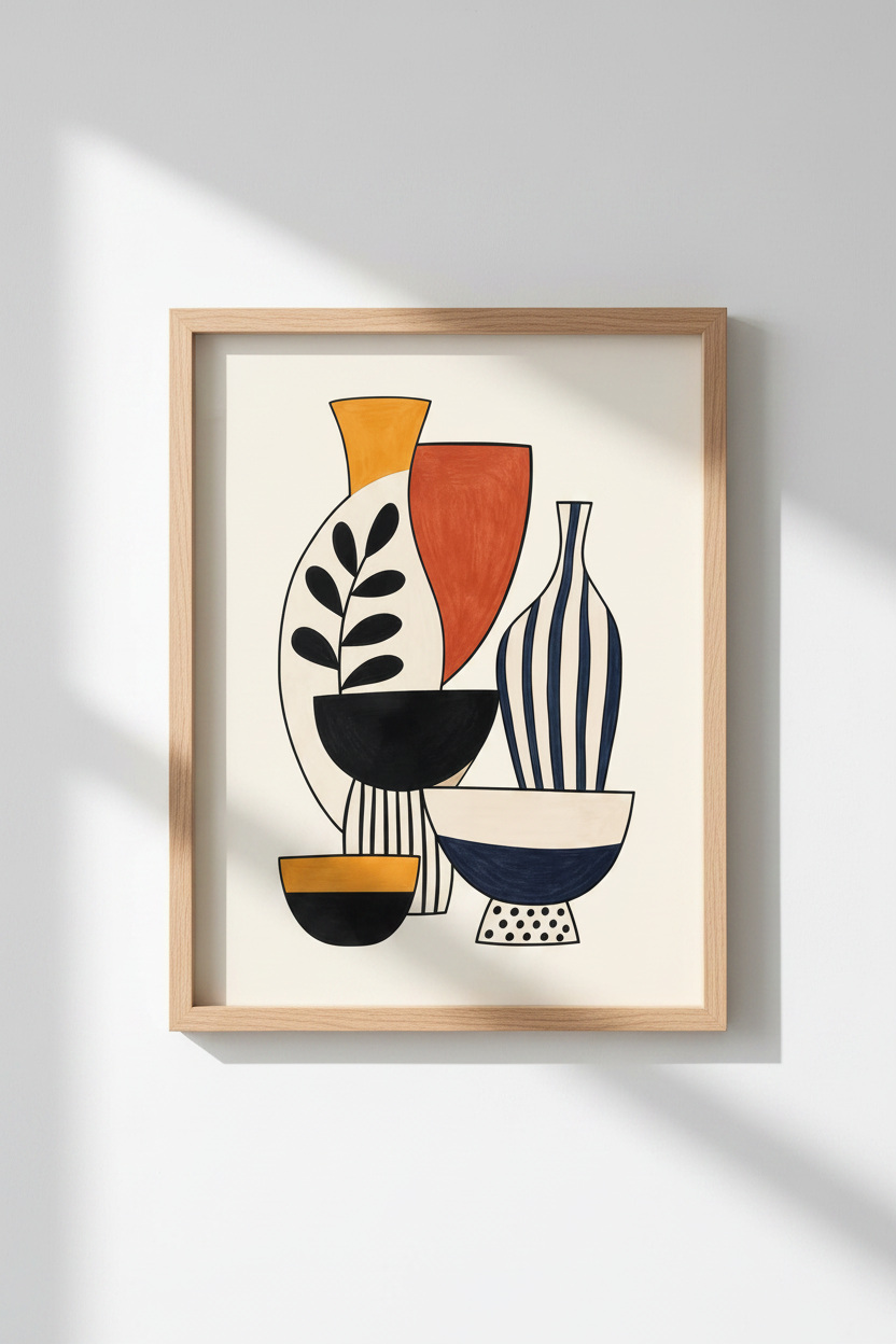 Abstract Wall Art | Vase Collection Decor | Modern Minimal Poster