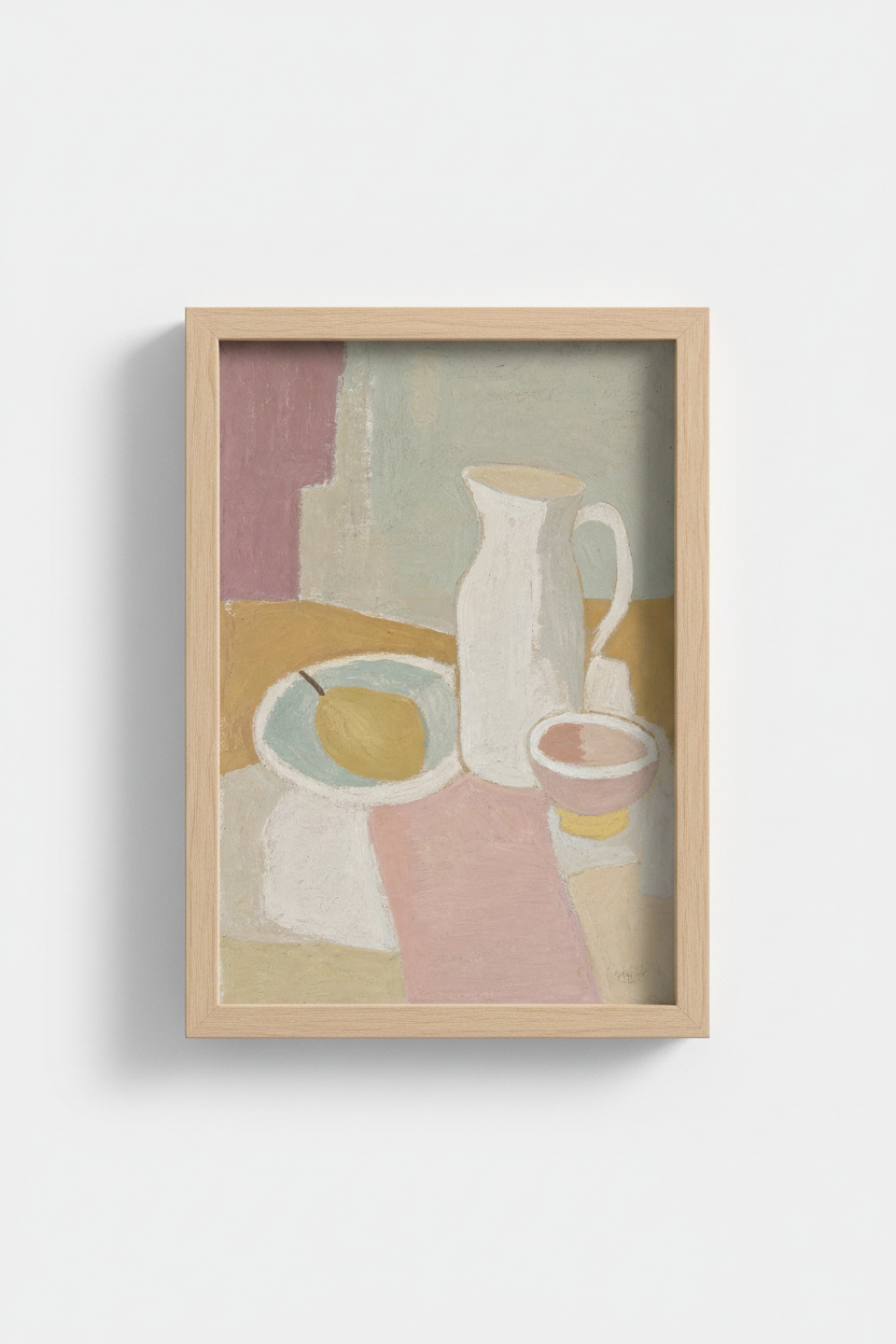 boho wall art print | pastel abstract still life | living room decor