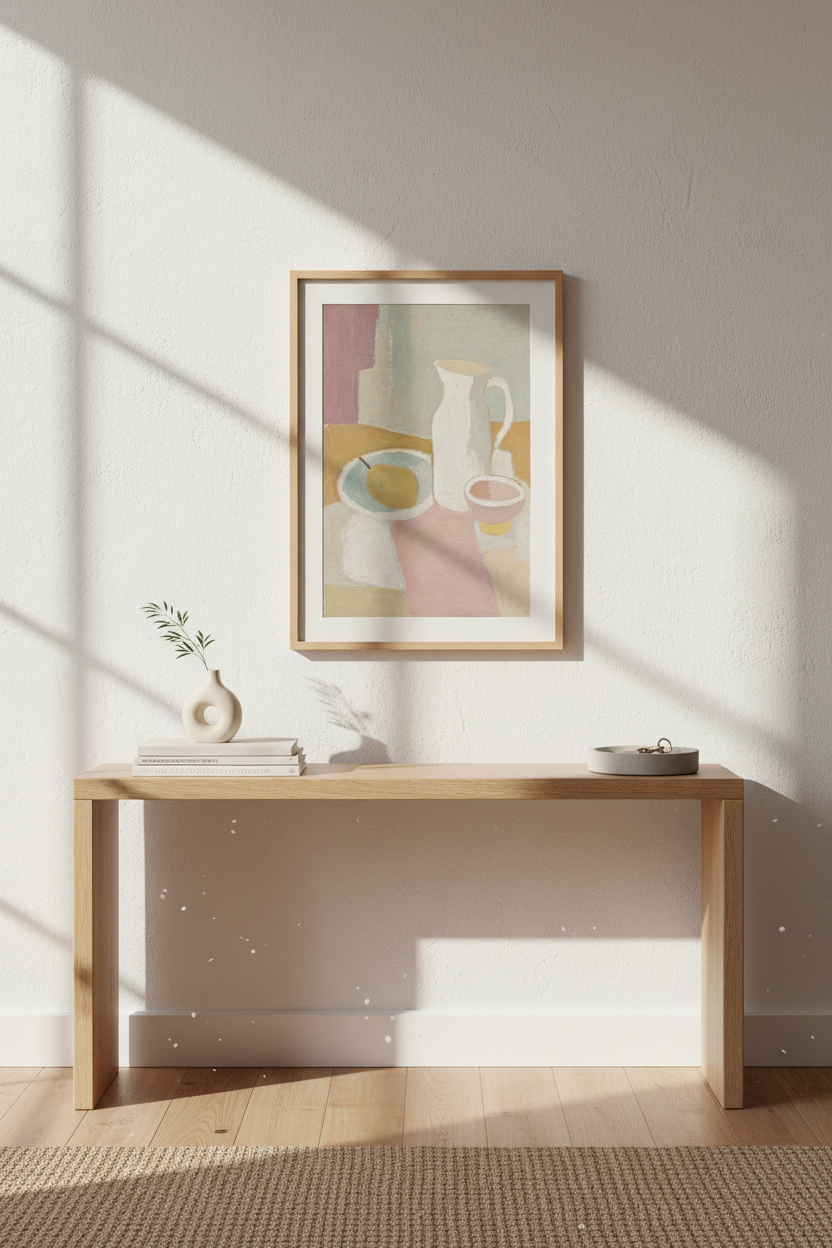 boho wall art print | pastel abstract still life | living room decor