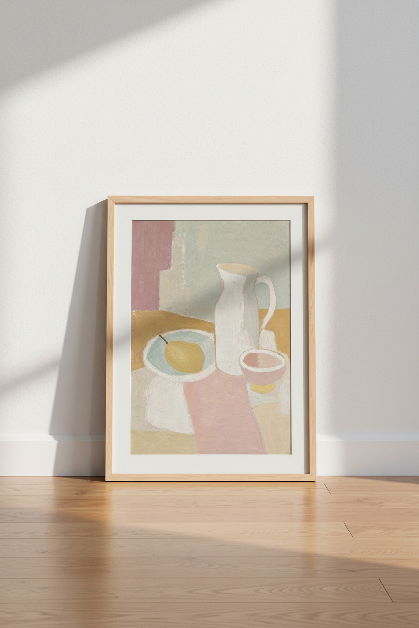 boho wall art print | pastel abstract still life | living room decor