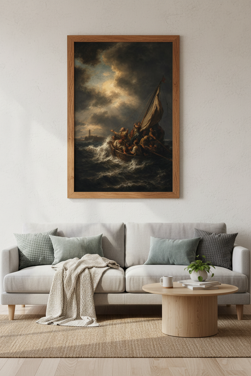 Storm at Sea Wall Art Print | Baroque Maritime Decor | Dark Academia Poster