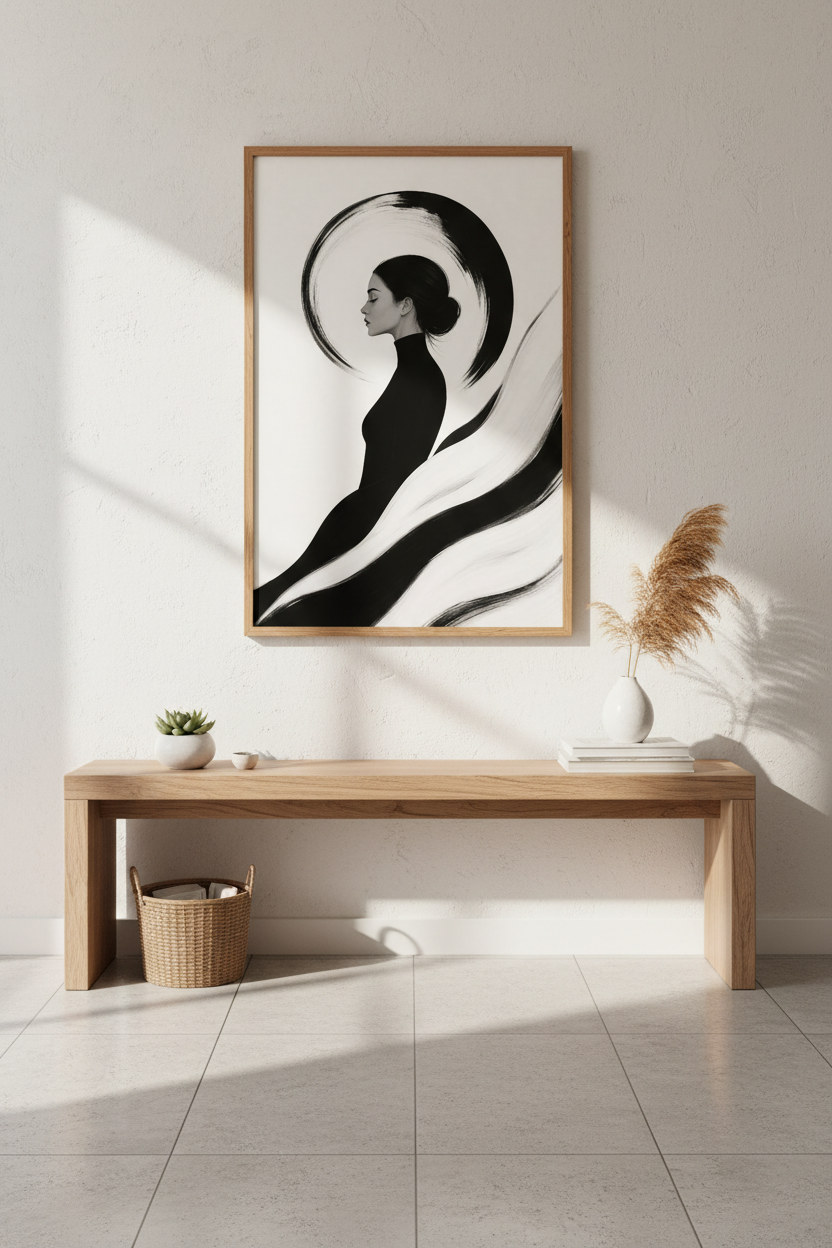 Monochrome Portrait Wall Art Print | Living Room Decor | Minimalist Poster