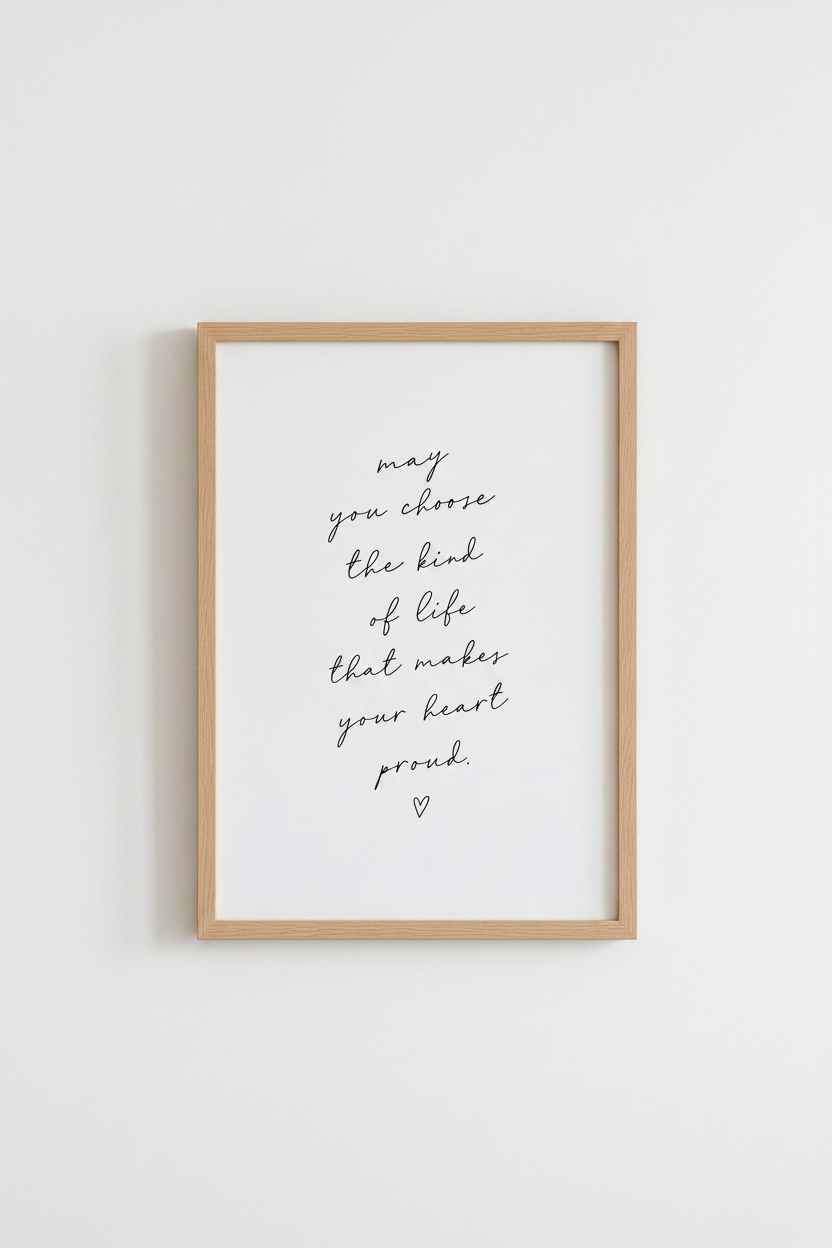 Inspirational Quote Wall Art Print | Minimalist Heart Decor | Cursive Typography Poster