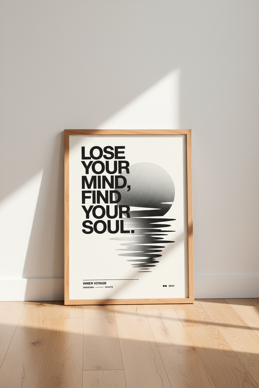 Lose Your Mind Find Your Soul Wall Art | Minimalist Quote Poster | Modern Zen Decor