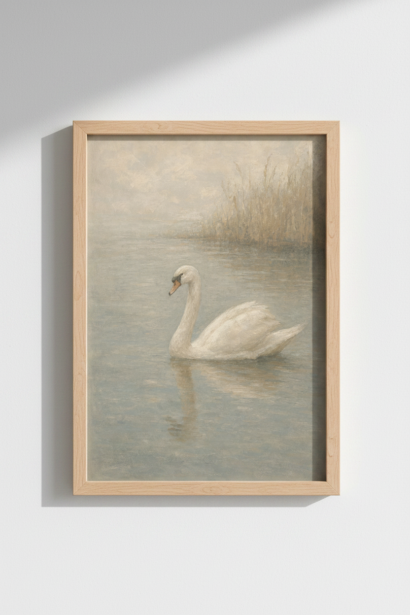 Swan Wall Art Print | Impressionist Pastel Hues | Living Room Decor | Poster