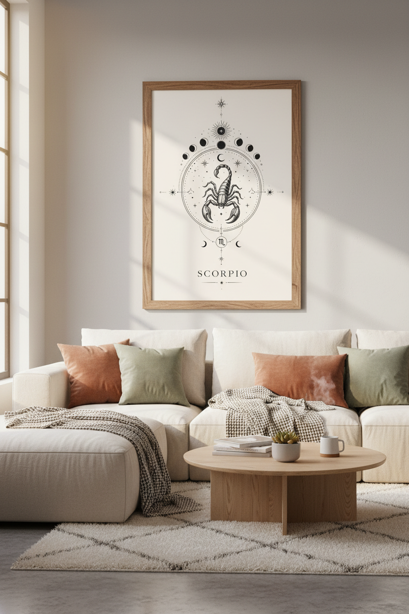 Scorpio Zodiac Wall Art Print | Celestial Astrology Decor | Mystical Poster