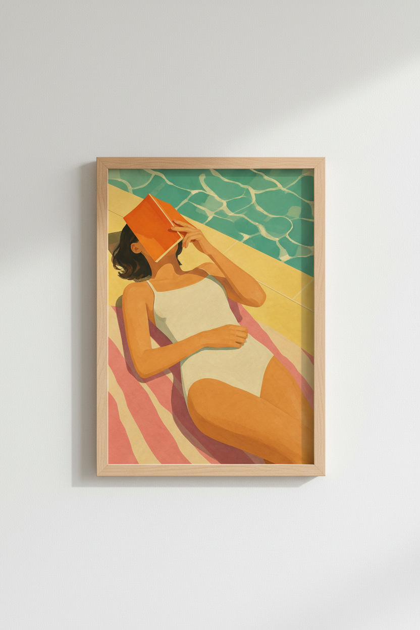 Retro Summer Wall Art Print | Mid-Century Poolside Poster, Modern Boho Decor