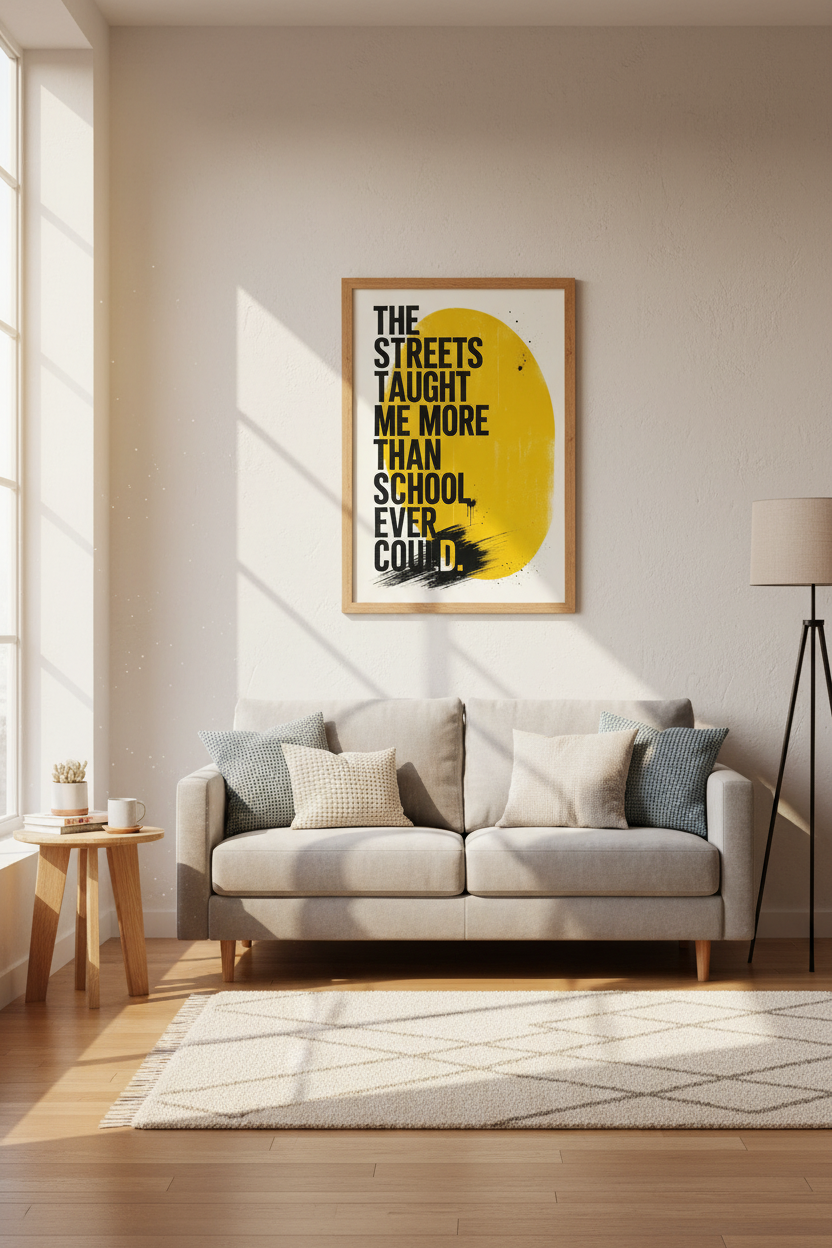Street Wisdom Urban Quote Print | Yellow Typography Poster | Modern Industrial Wall Art