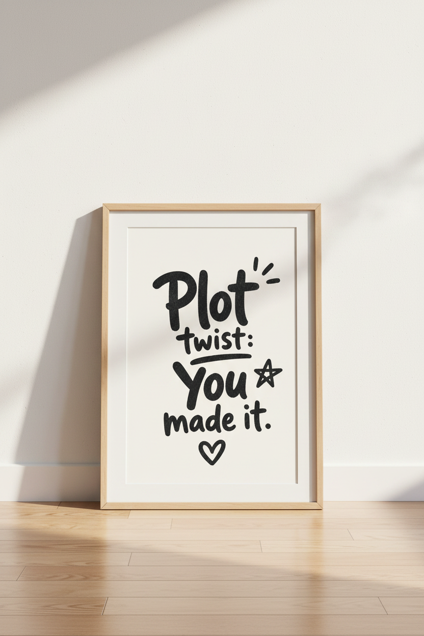 Motivational print | Hand-drawn typography, beige wall decor, living room poster