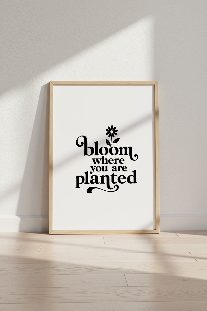 Bloom Where You Are Planted Wall Art Print | Office Decor | Minimalist Poster