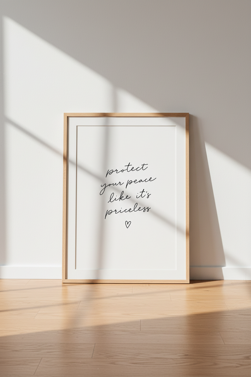 Protect Your Peace Wall Art Print | Bedroom Decor | Minimalist Script Poster
