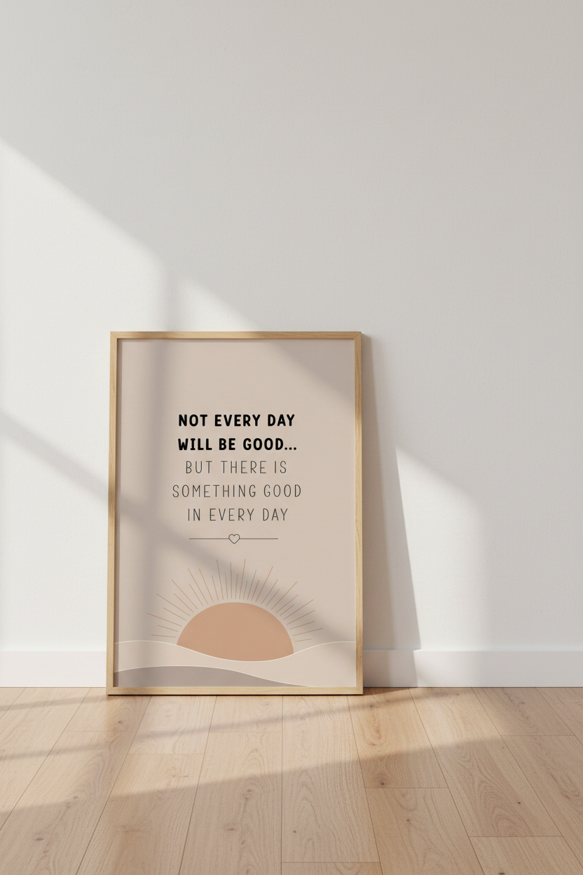 Positive Quote Boho Sun Wall Art | Neutral Bedroom Decor | Minimalist Poster