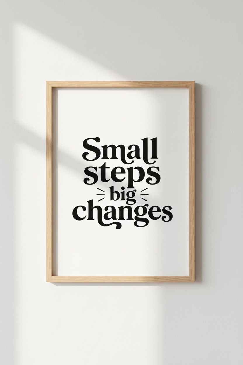 Small Steps Big Changes Wall Art | Office Decor | Minimalist Poster