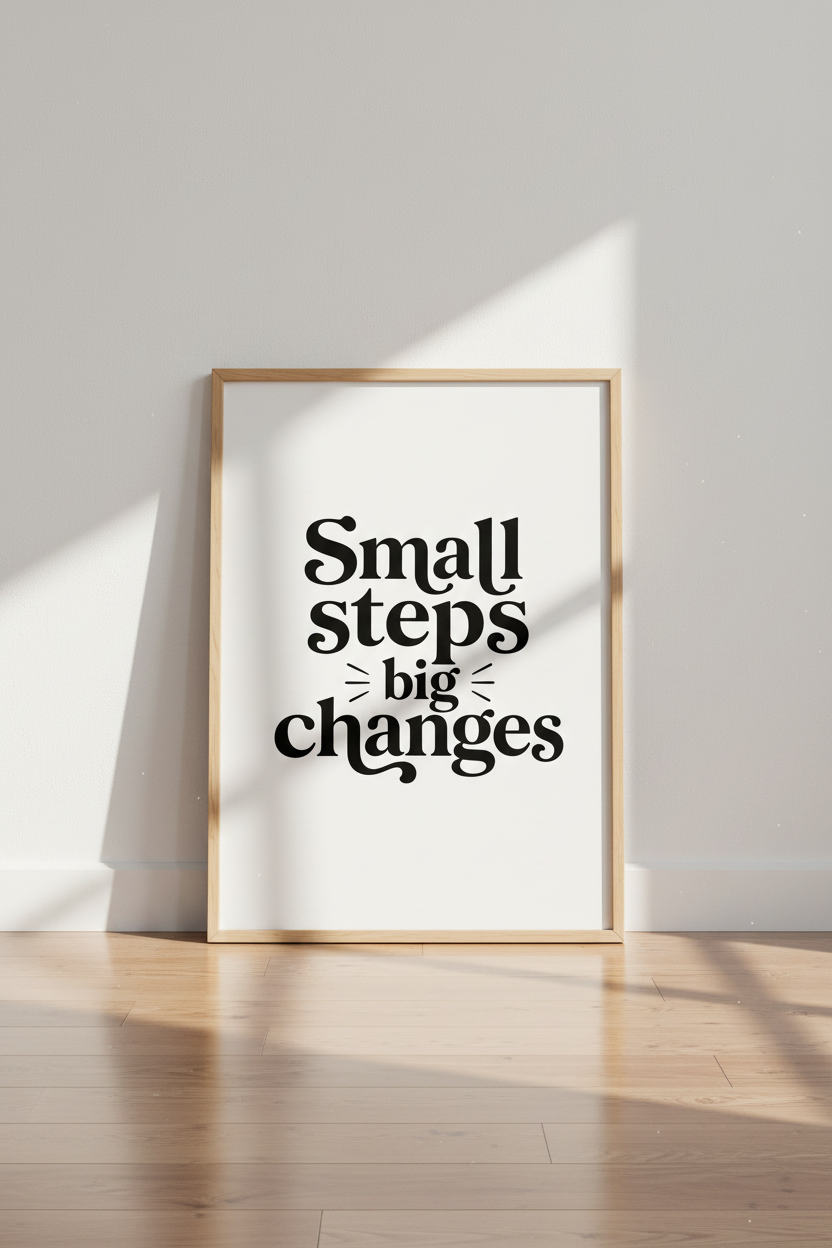 Small Steps Big Changes Wall Art | Office Decor | Minimalist Poster
