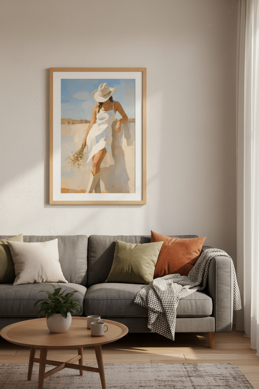 Coastal Cowgirl Art Print | Western Boho Bedroom Decor | Aesthetic Summer Poster