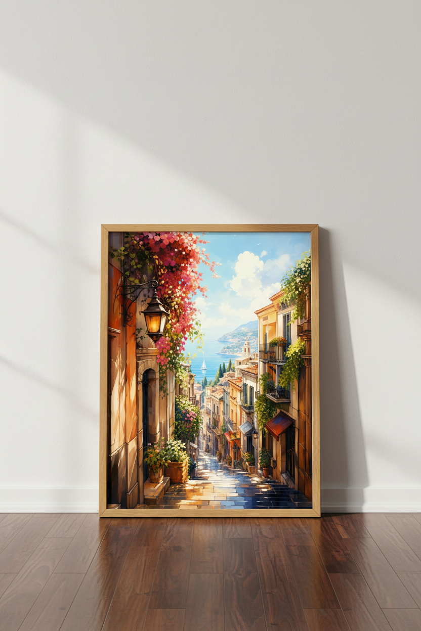 Amalfi Coast Italy Wall Art Print | Coastal Town Decor | Mediterranean Poster