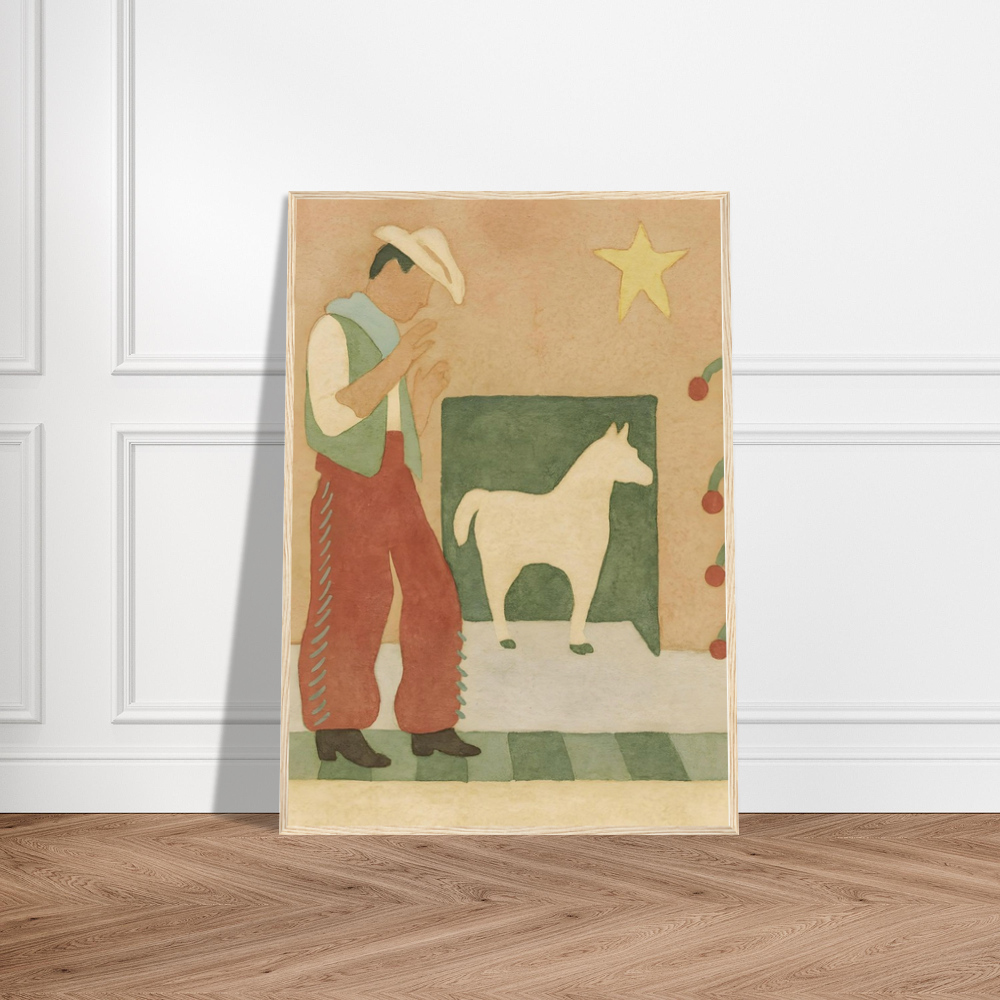 Desert Companion – Folk Art Cowboy and Horse Watercolor Poster