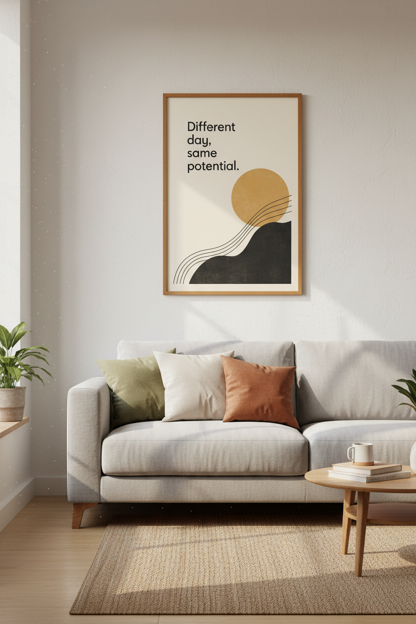 Different Day Same Potential Quote Print | Office Decor | Modern Boho Poster