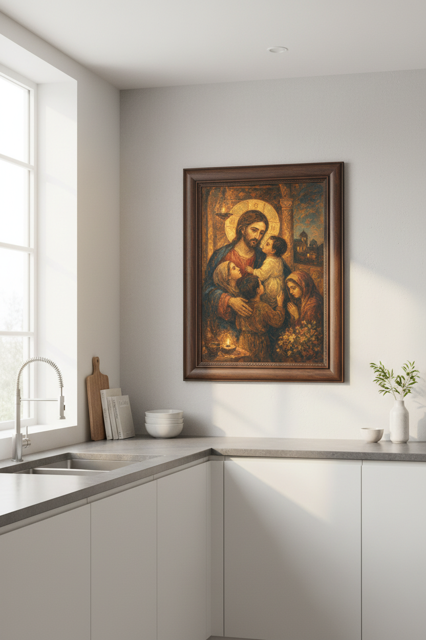 Madonna art print | Rustic warm tones, Living room decor