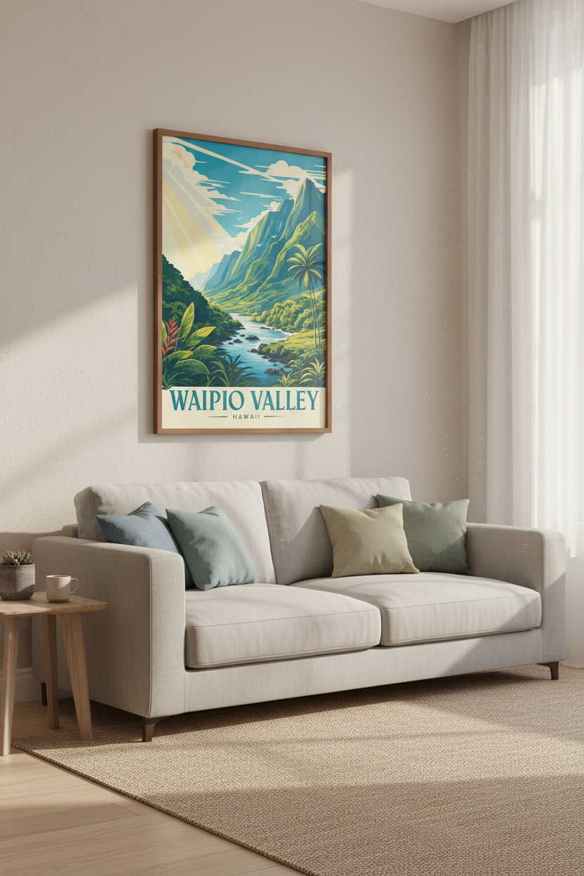 Waipio Valley Hawaii Wall Art | Tropical Nature Poster, Coastal Home Decor