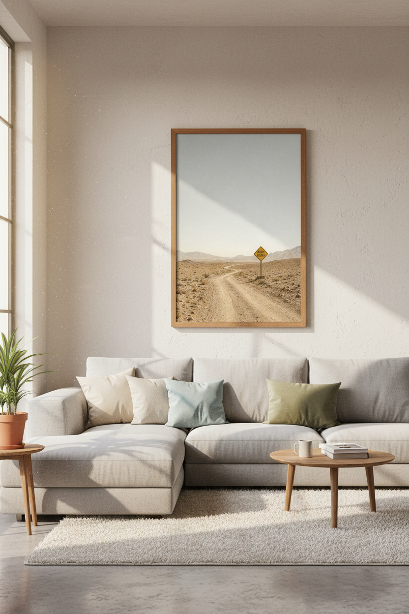 Keep Going Desert Road Print | Motivational Minimalist Landscape, Home Office Decor