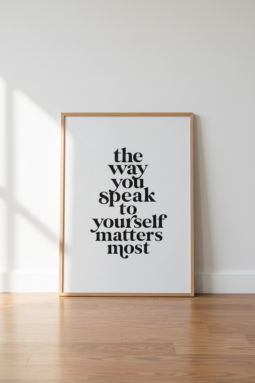 Mental Health Quote Wall Art | Minimalist Black & White Typography, Office Decor